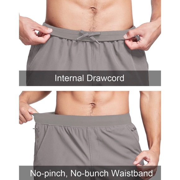 Workout Training Athletic Drawstring Shorts Grey L - Picture 5 of 7